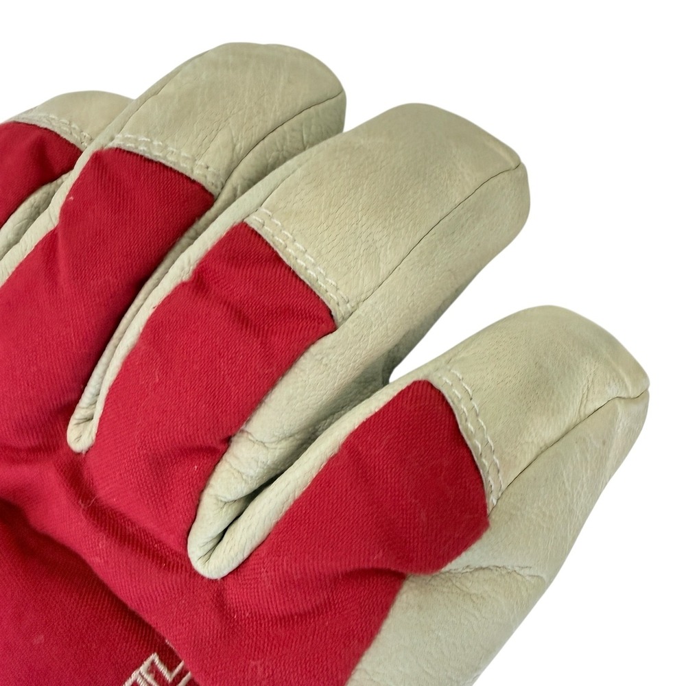 Hestra Army Leather Heli Ski Gloves Unisex Size 8 Red White Winter Snow Gorpcore - Picture 9 of 16